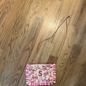 Anthropologie Pink and White Beaded Clutch